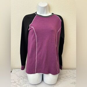 Watsons Womens Sweater L Purple Black Colorblock Long sleeve Pullover Top​